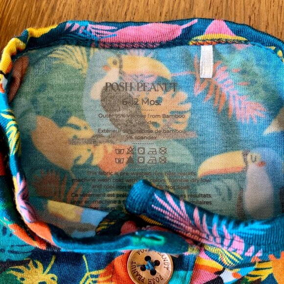 POSH PEANUT Rio Bird Top Baby Girls 6-12 Bamboo Toucans Infant Summer Tee Shirt - Picture 6 of 6